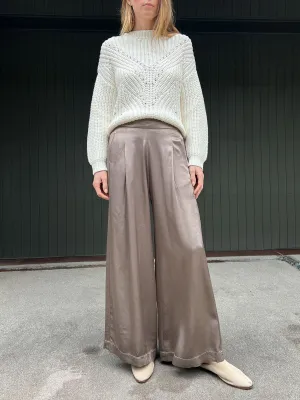 Isla Pant in Vintage Satin - Anthracite