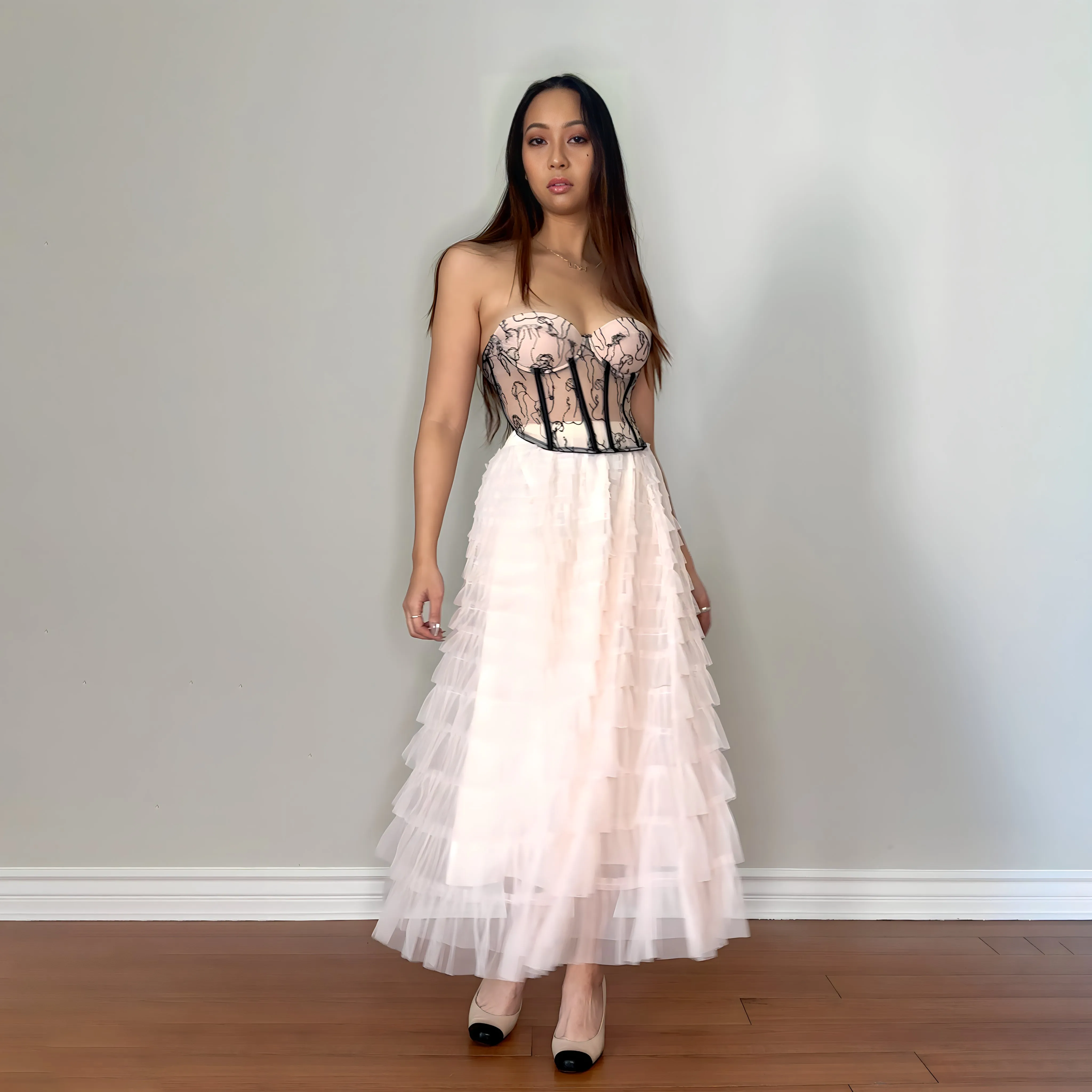 Ivory Tulle Ruffle Skirt