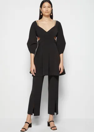 Ivy Eco Twill Front Slit Pant (Black)