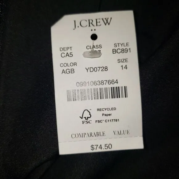 J. CREW Green Tartan Plain Wool Skirt Womens Size 14 NEW