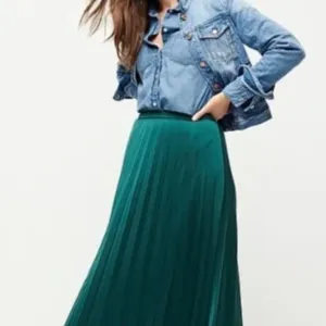 J. Crew Midi Pleated Skirt academic green NWT SZ 0