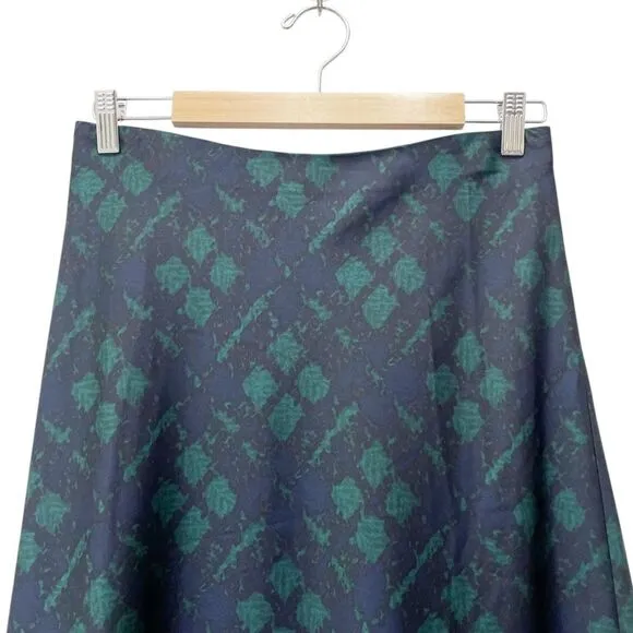 J. Crew Pull-On Matte Satin Slip Midi Skirt Black Watch Tartan Size Small NWT