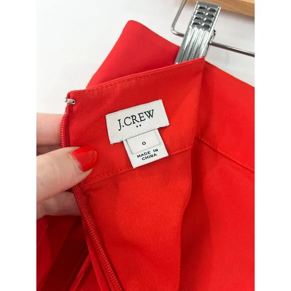 J. Crew Red Midi Pleated Skirt 0 Holiday Festive Valentines Date Night Chiffon