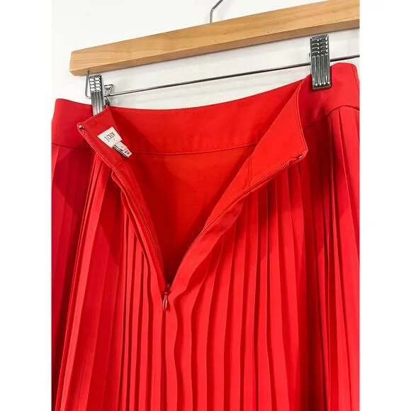 J. Crew Red Midi Pleated Skirt 0 Holiday Festive Valentines Date Night Chiffon