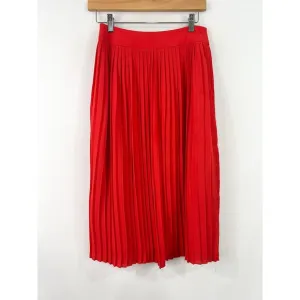 J. Crew Red Midi Pleated Skirt 0 Holiday Festive Valentines Date Night Chiffon