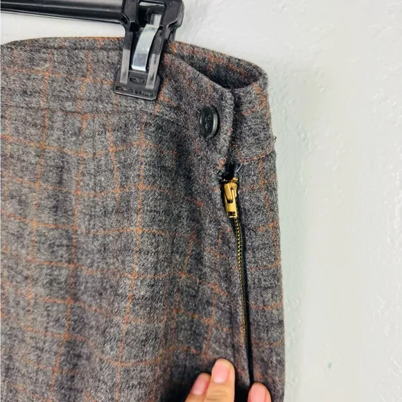 J Crew Vintage Plaid Tartan Wool Blend School Girl High Waisted Pleated Skirt 14