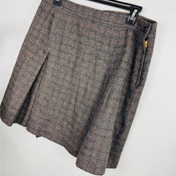 J Crew Vintage Plaid Tartan Wool Blend School Girl High Waisted Pleated Skirt 14
