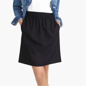 J Crew Wool Blend Sidewalk Skirt Pleated Ruched Elastic Mini Skirt w/ Pockets