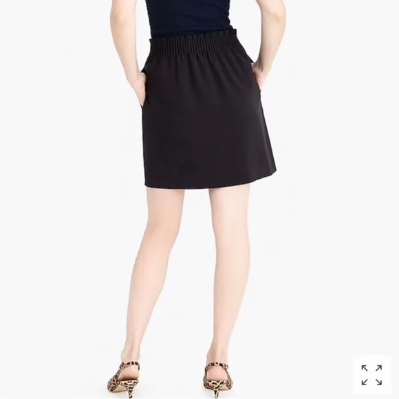 J Crew Wool Blend Sidewalk Skirt Pleated Ruched Elastic Mini Skirt w/ Pockets