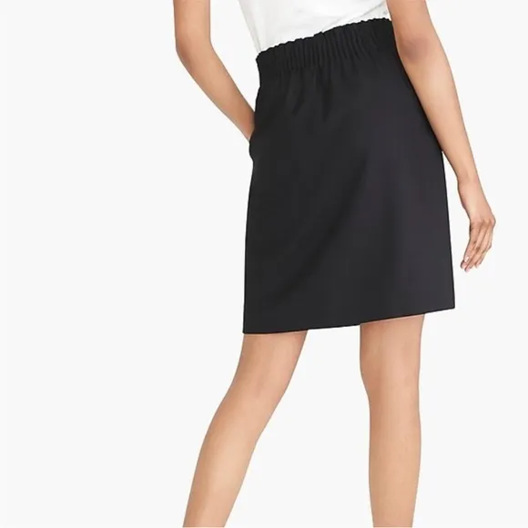 J Crew Wool Blend Sidewalk Skirt Pleated Ruched Elastic Mini Skirt w/ Pockets