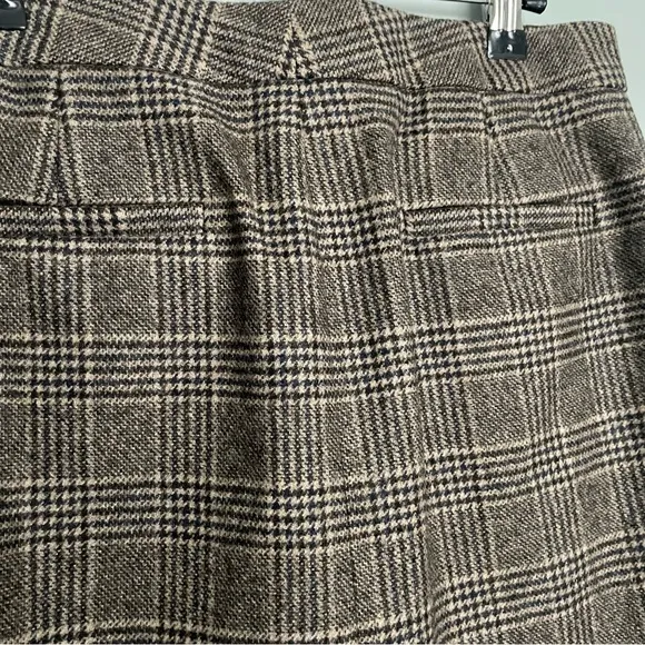 J. Crew Wool / Cashmere Blend Tartan Tweed Brown, Tan &amp; Navy Pencil Skirt