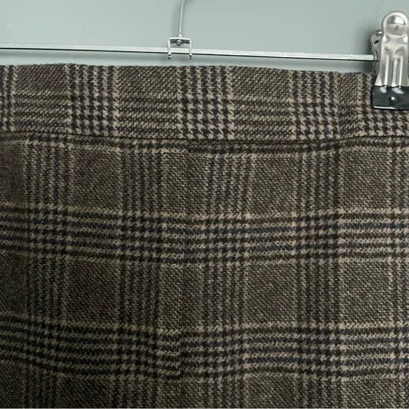 J. Crew Wool / Cashmere Blend Tartan Tweed Brown, Tan &amp; Navy Pencil Skirt