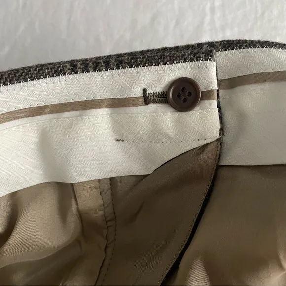 J. Crew Wool / Cashmere Blend Tartan Tweed Brown, Tan &amp; Navy Pencil Skirt