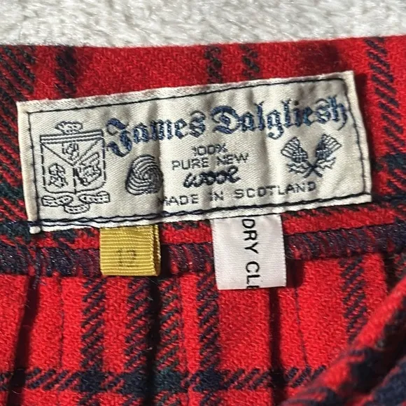James Dalgliesh Red Plaid Tartan Scottish Kilt Pleated Wrap Skirt Size 12 UK