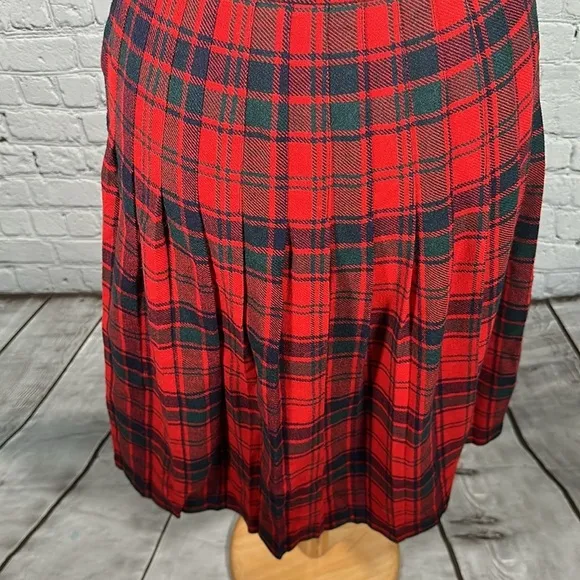 James Dalgliesh Red Plaid Tartan Scottish Kilt Pleated Wrap Skirt Size 12 UK