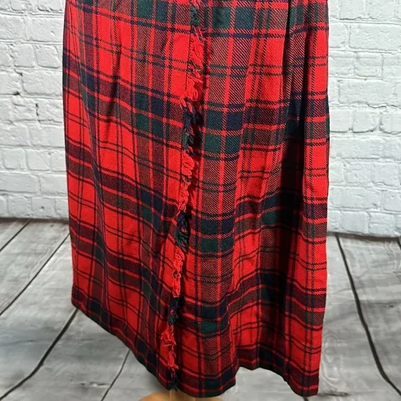 James Dalgliesh Red Plaid Tartan Scottish Kilt Pleated Wrap Skirt Size 12 UK