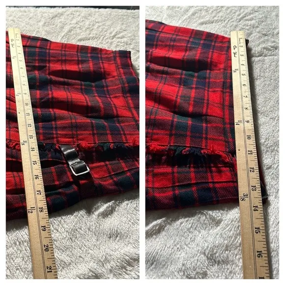 James Dalgliesh Red Plaid Tartan Scottish Kilt Pleated Wrap Skirt Size 12 UK