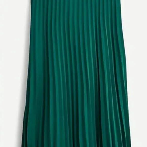 J.Crew Gwyneth Pleated Slip Skirt in Emerald Green