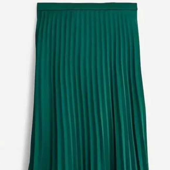 J.Crew Gwyneth Pleated Slip Skirt in Emerald Green