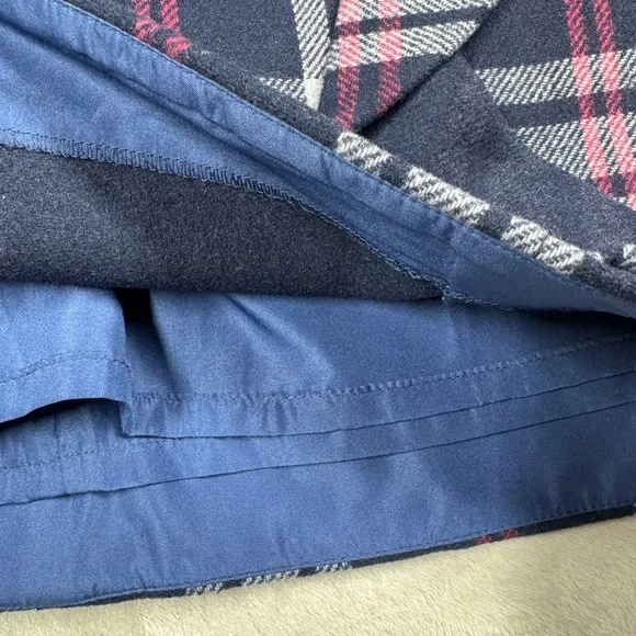 J.Crew Mercantile Wool Blend Tartan Plaid Navy Blue Ruffle Mini Skirt Size 0