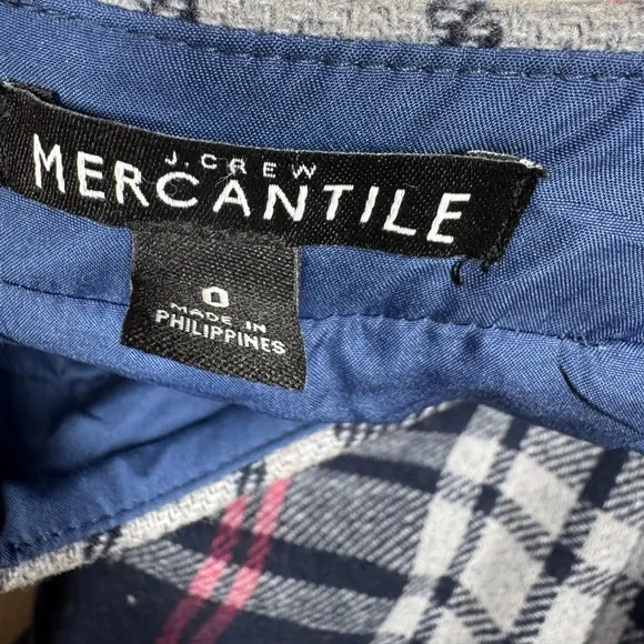 J.Crew Mercantile Wool Blend Tartan Plaid Navy Blue Ruffle Mini Skirt Size 0