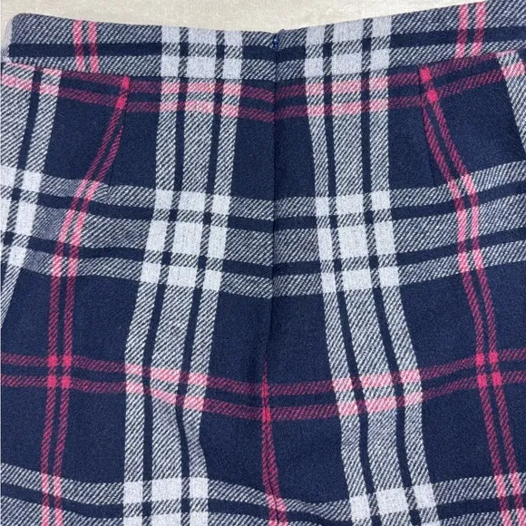 J.Crew Mercantile Wool Blend Tartan Plaid Navy Blue Ruffle Mini Skirt Size 0