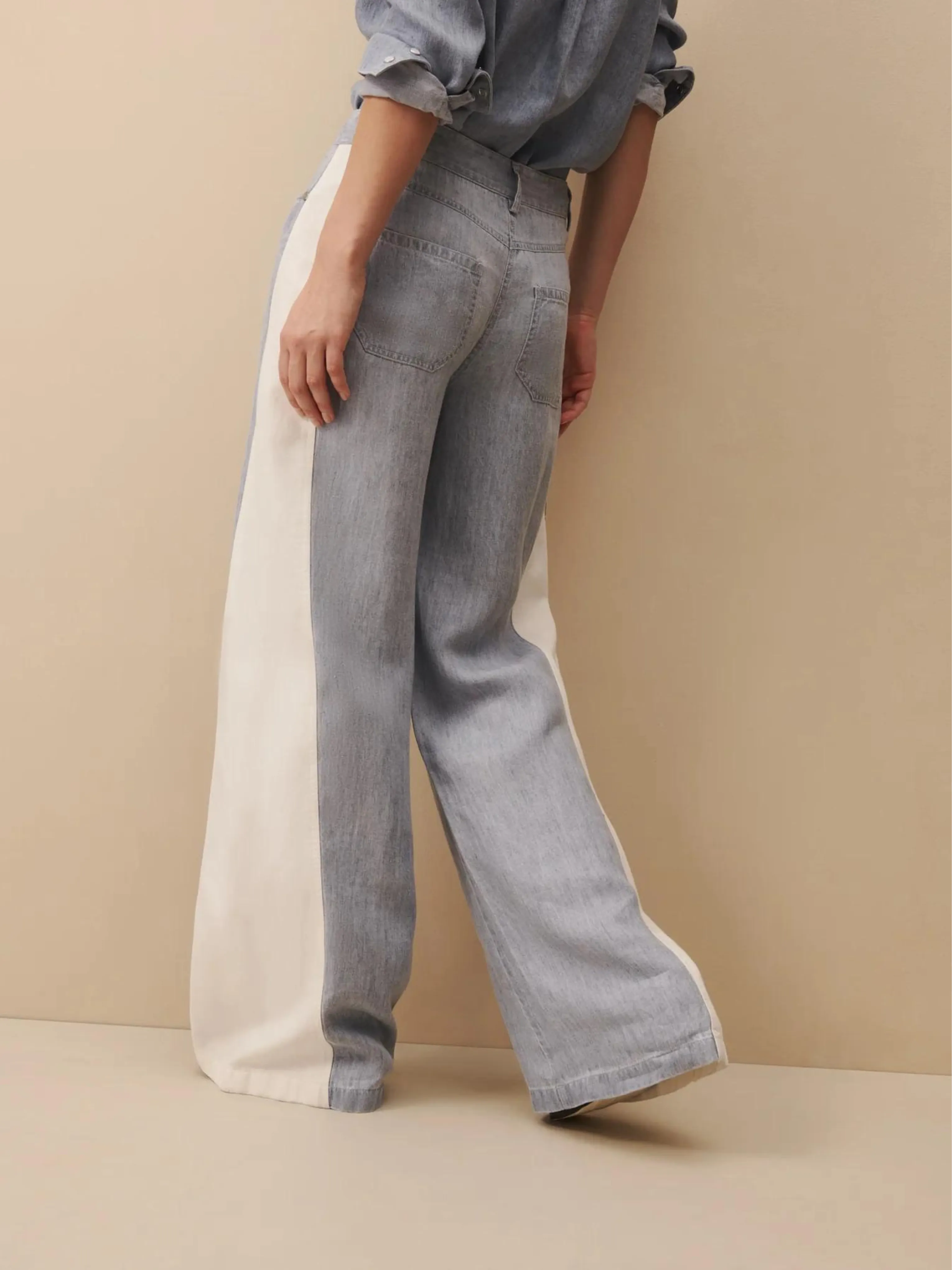 Joanna Two-Toned Cotton-Blend Pant