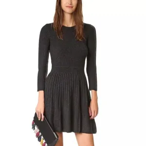Joie Peronne B Wool Cashmere Long Sleeve Mini Gray Sweater Dress size small
