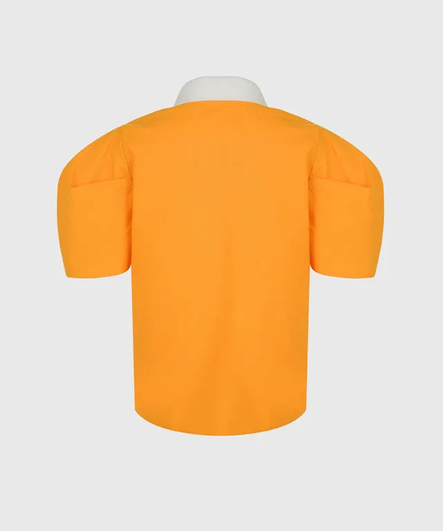 KANDINI Polo Shirts with Balloon Puff sleeves - Orange