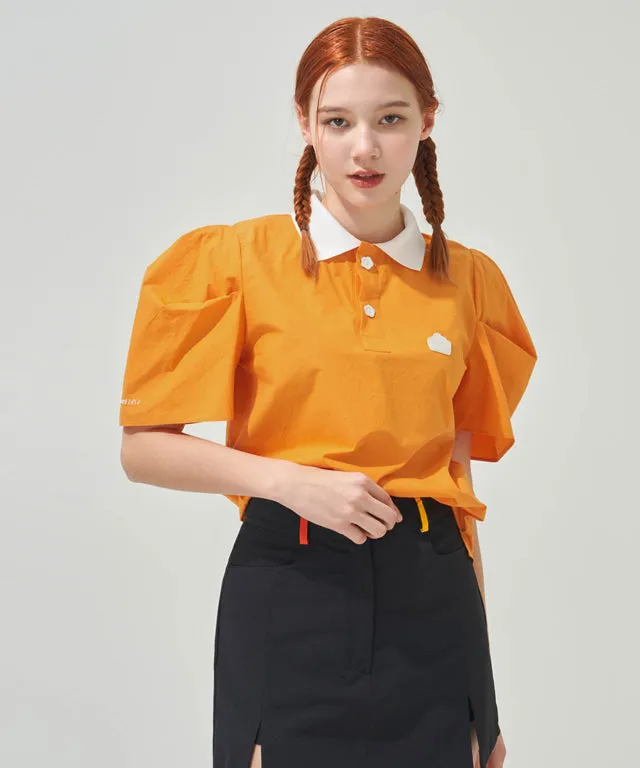 KANDINI Polo Shirts with Balloon Puff sleeves - Orange