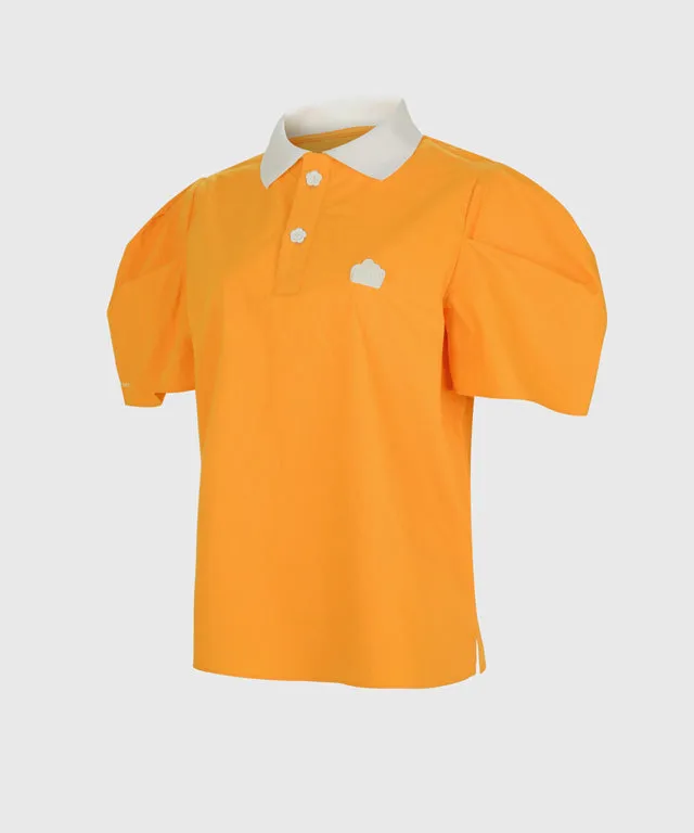 KANDINI Polo Shirts with Balloon Puff sleeves - Orange