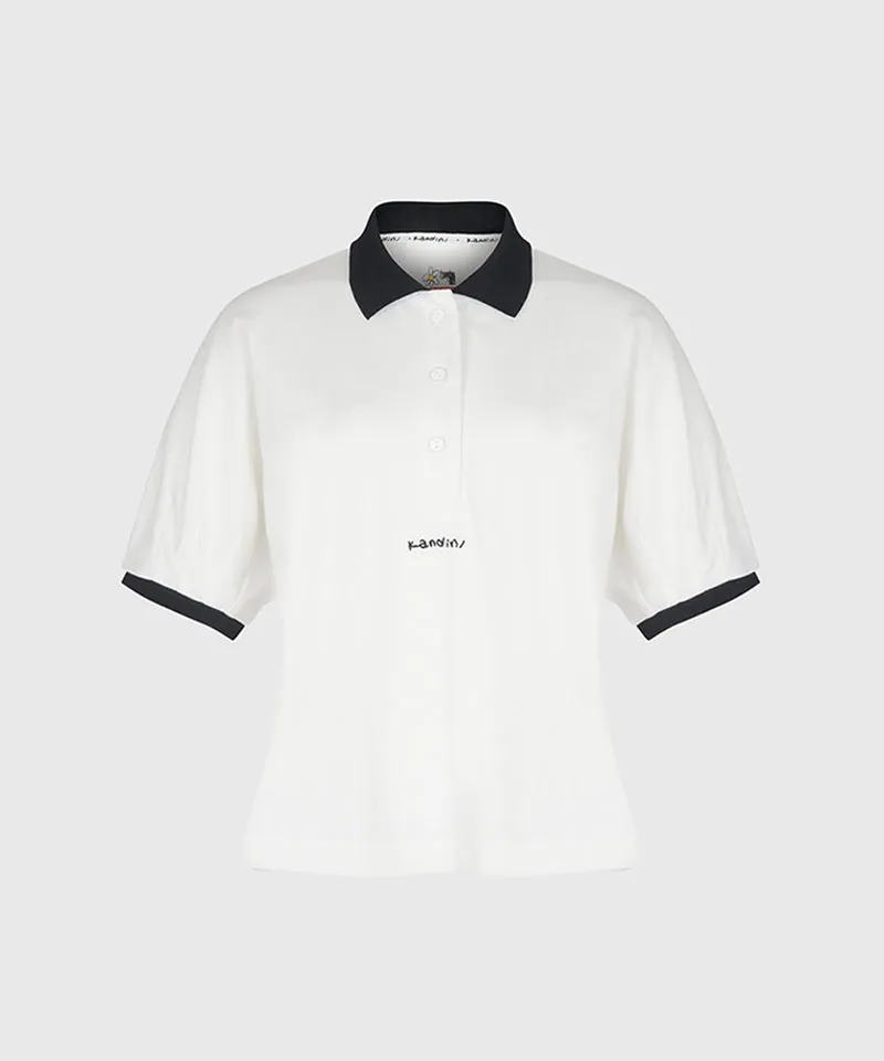 KANDINI Vivid Raglan Polo - Ivory