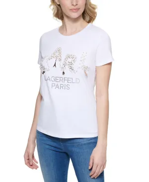 Karl Lagerfeld Paris Womens Necklace Graphic T-Shirt L2WHA011