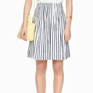 Kate Spade Womens Broome Street Striped Pleated Knee Length Skirt Sz 0 Nautical