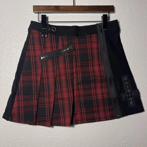 Killstar Calling Alice Tartan Plaid L Goth Punk Schoolgirl Mini Skirt KSRA002137