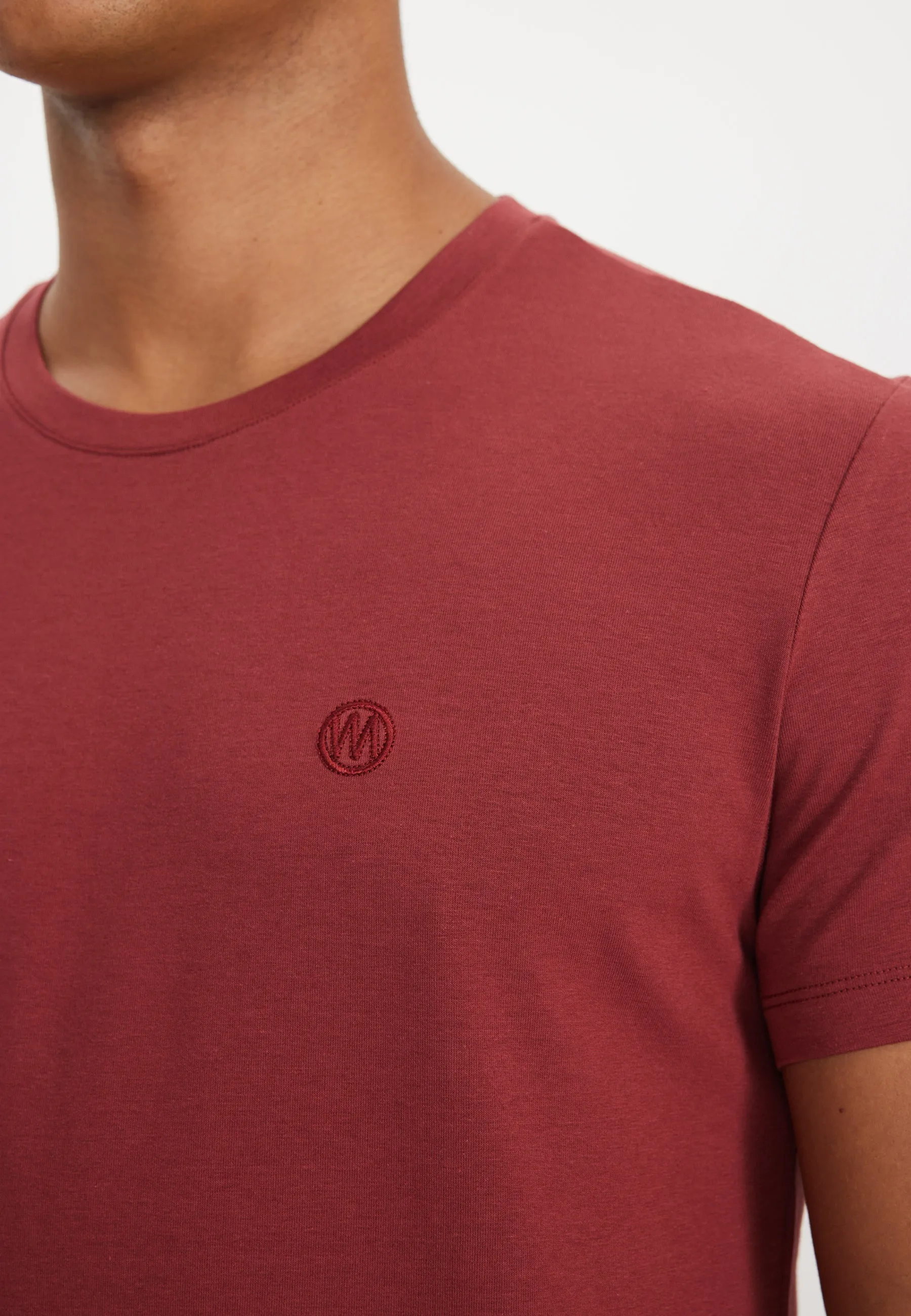 Koyu Kırmızı Bisiklet Yaka Regular Fit Modal Pamuk Karışımlı Basic Erkek T-Shirt PARKER