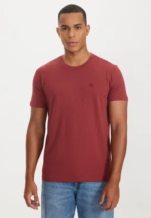 Koyu Kırmızı Bisiklet Yaka Regular Fit Modal Pamuk Karışımlı Basic Erkek T-Shirt PARKER