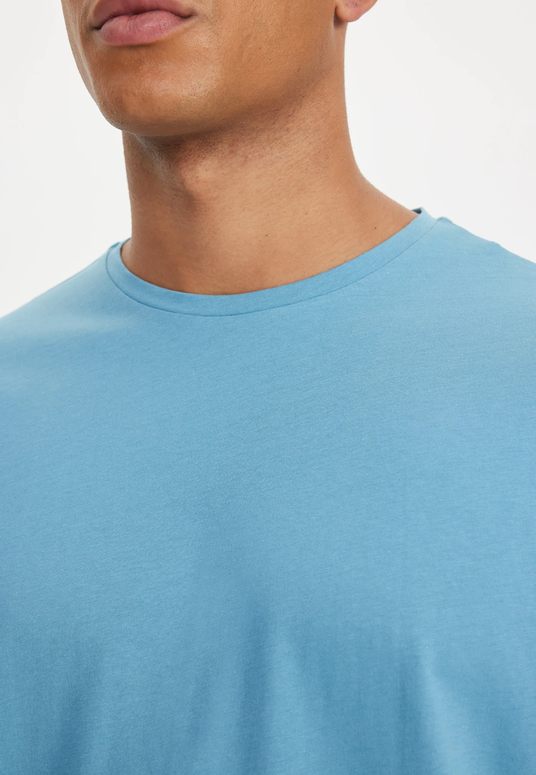 Koyu Mavi Bisiklet Yaka Oversize Fit Pamuklu Basic Erkek T-Shirt THOMAS