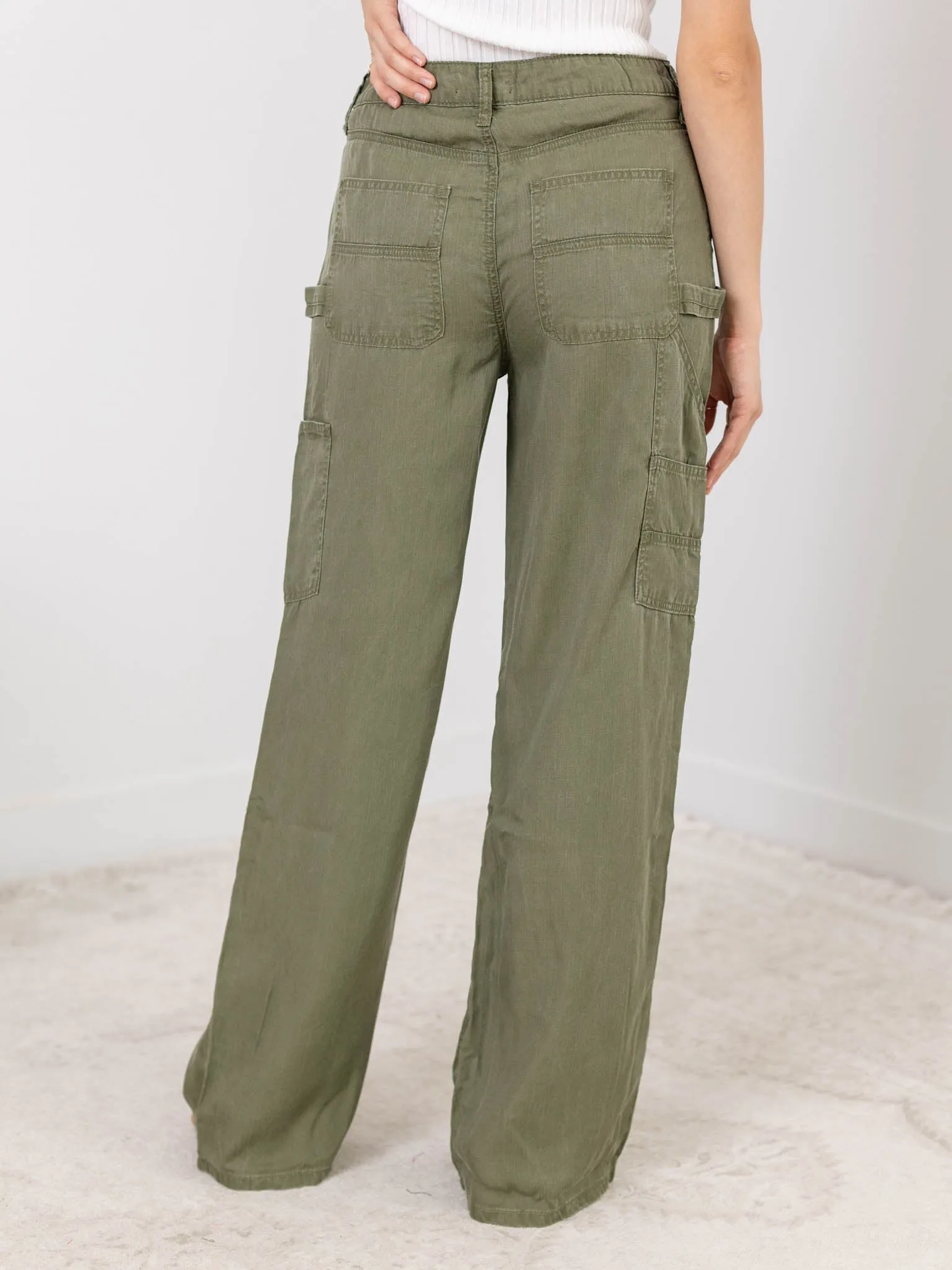 KUT Olive Sienna Tencel Utility Wide Leg