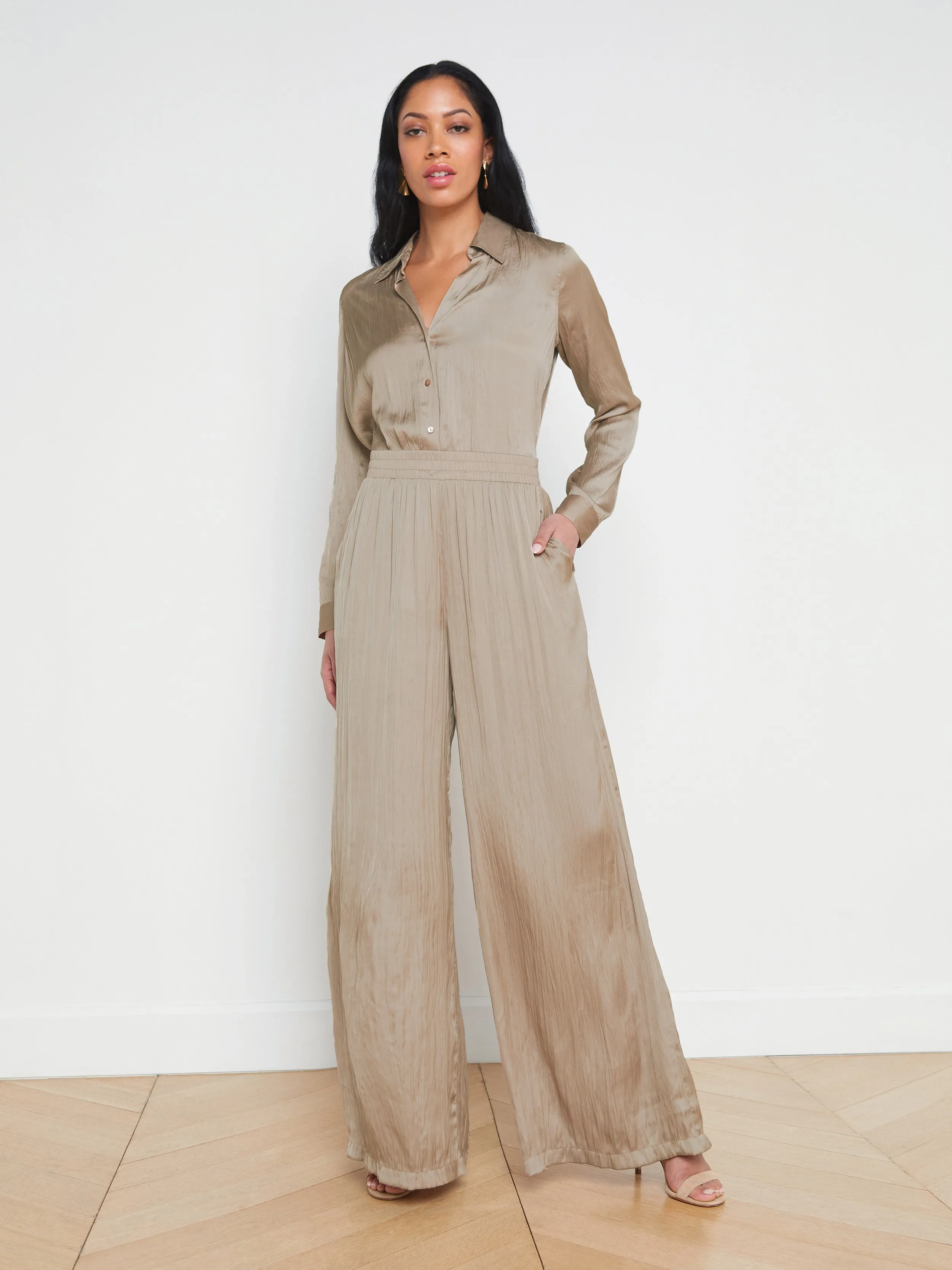 L'AGENCE - Lillian Wide Leg Pant - Cappuccino
