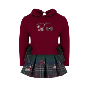 LAPIN HOUSE - Scotty Dog Tartan Skirt Set - Red