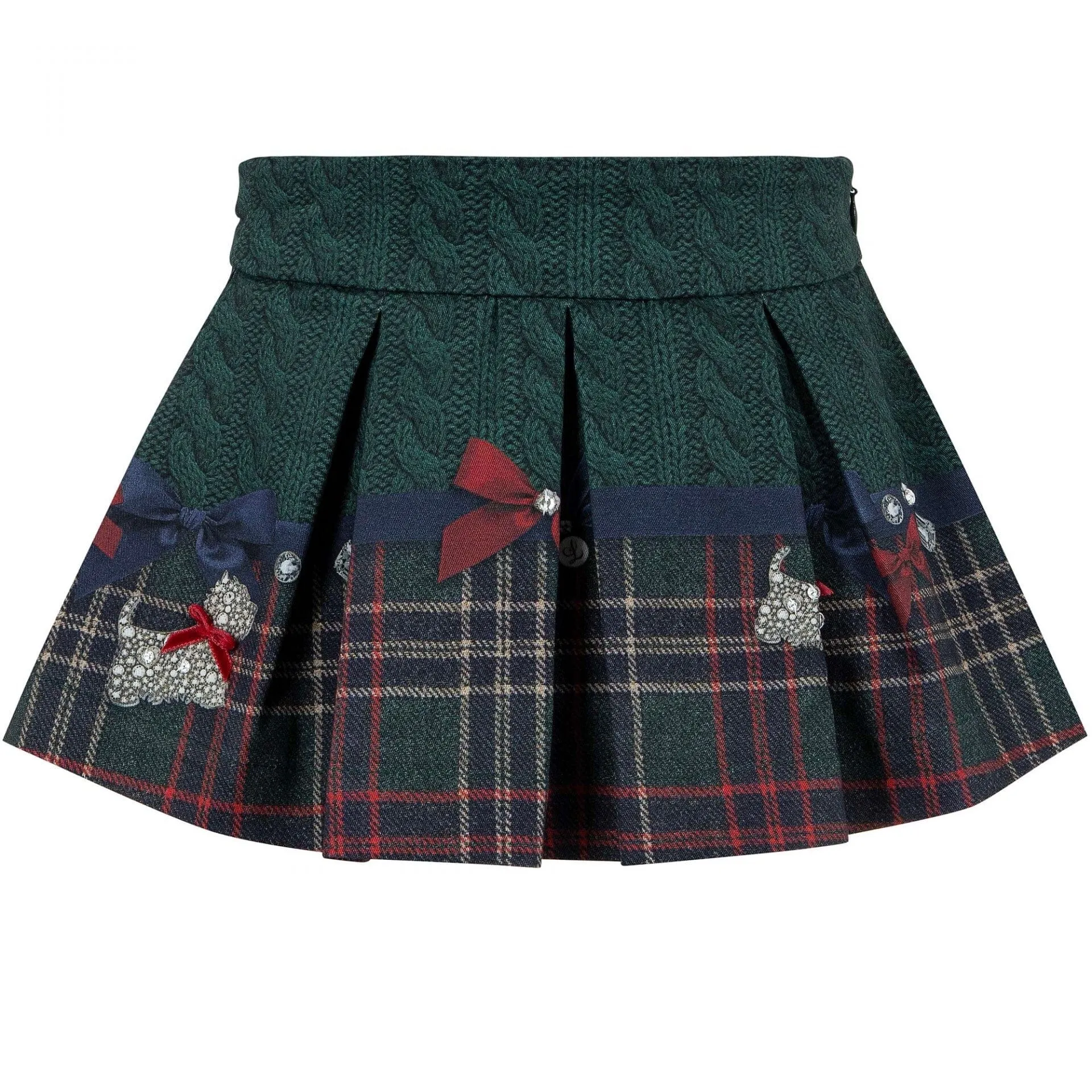 LAPIN HOUSE - Scotty Dog Tartan Skirt Set - Red