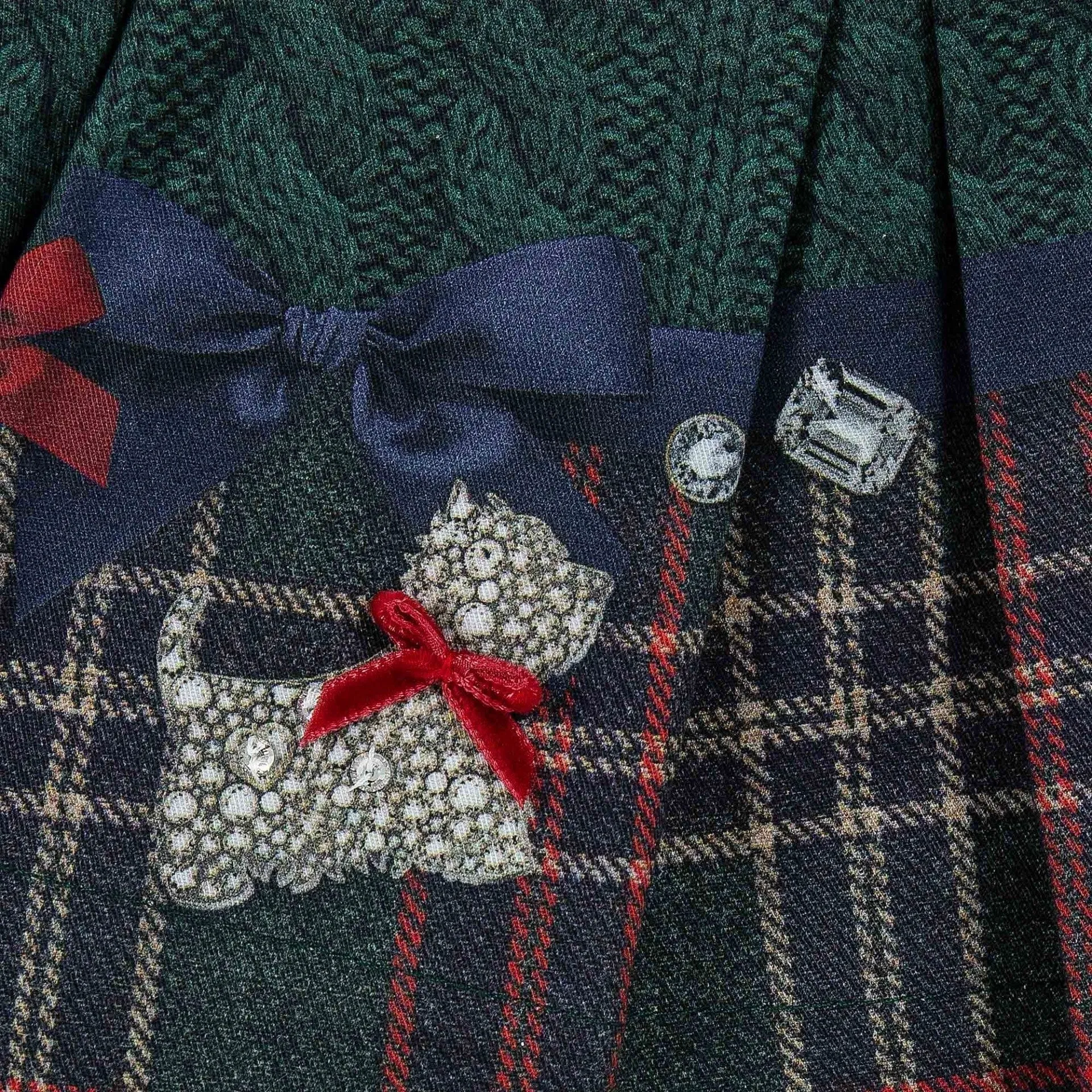 LAPIN HOUSE - Scotty Dog Tartan Skirt Set - Red
