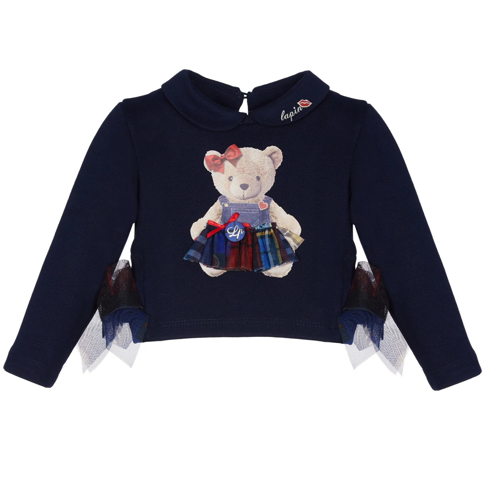 LAPIN HOUSE - Tartan Bear Skirt Set - Navy