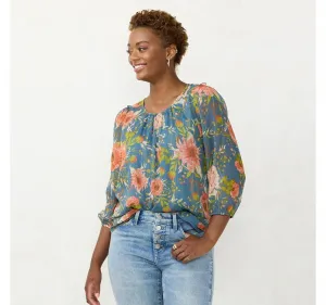 Lc Lauren Conrad Women's Flowy Puff Sleeve Top WL21W031RP4