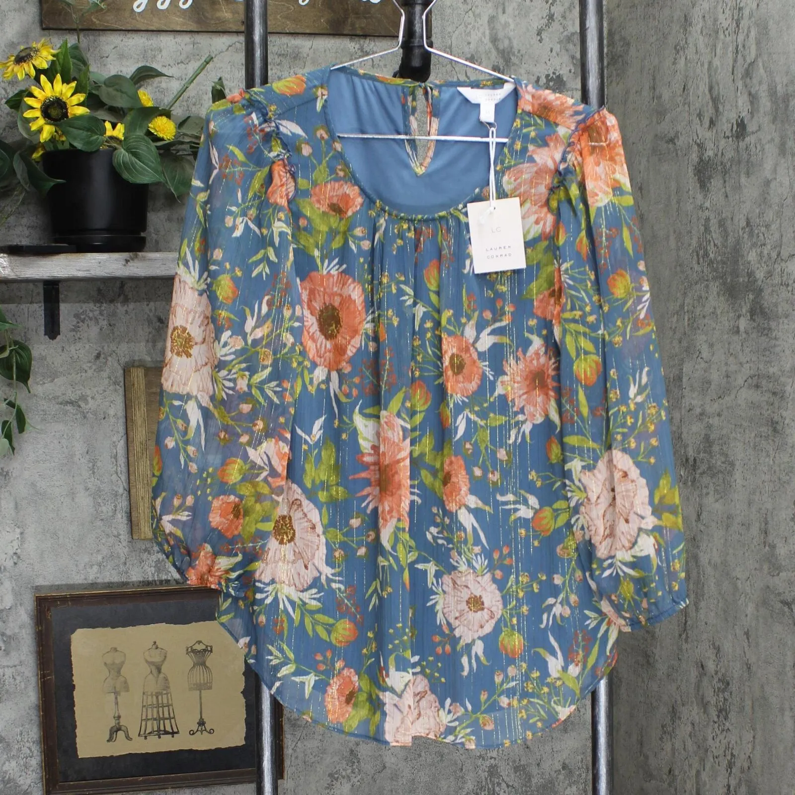 Lc Lauren Conrad Women's Flowy Puff Sleeve Top WL21W031RP4