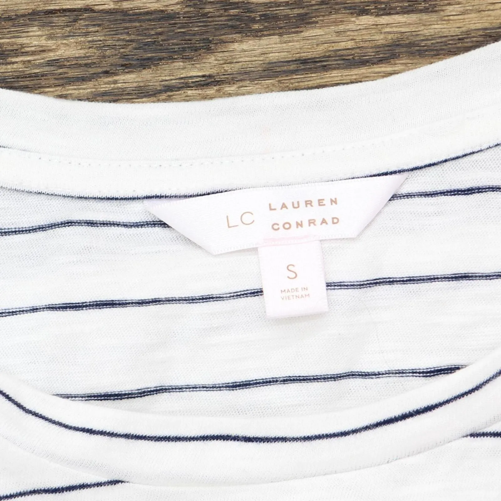 LC Lauren Conrad Womens Knit Short Sleeve T-Shirt Tee White / Black Stripe S