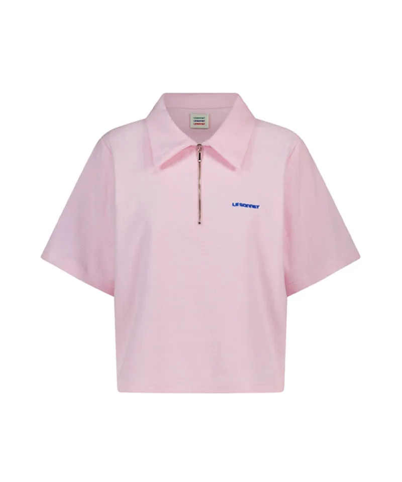 LE SONNET Terry Zip-Up T - Pink