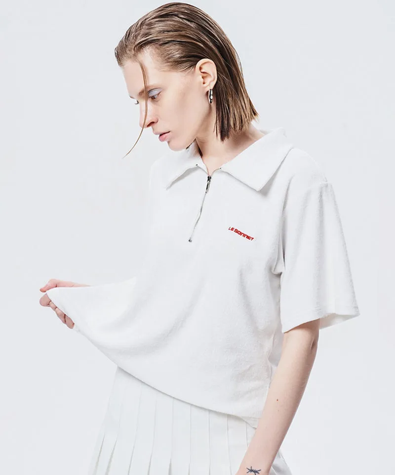 LE SONNET Terry Zip-Up T - White