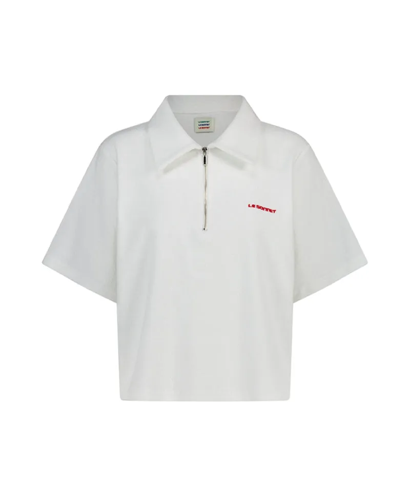 LE SONNET Terry Zip-Up T - White